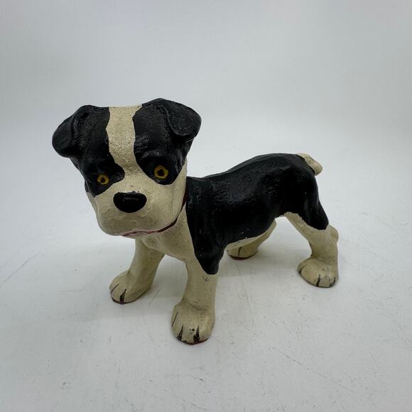 Vintage Hubley-Style Cast Iron Boston Terrier Dog Figure - Picture 1 of 10